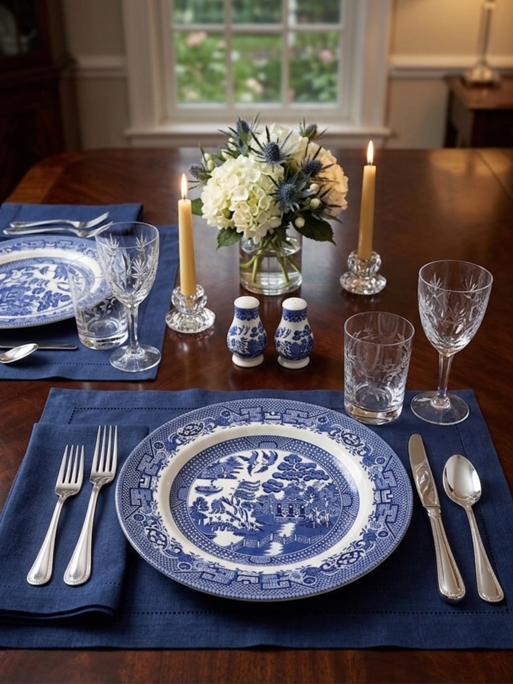 VIntage Plates 2 Old Willow pattern, Swinnertons in Staffordshire, England. 10"